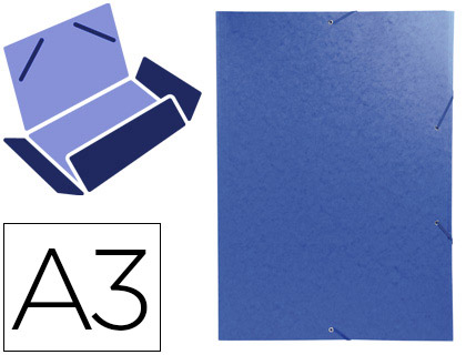 [59507E] CARPETA EXACOMPTA GOMAS CARTON SIMIL-PRESPAN TRES SOLAPAS DIN A3 AZUL
