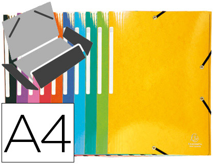 [55929E] CARPETA EXACOMPTA GOMAS CARTON SIMIL-PRESPAN TRES SOLAPAS DIN A4+ COLORES SURTIDOS