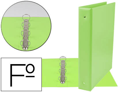 [CH25] CARPETA LIDERPAPEL 4 ANILLAS 40 MM REDONDAS PLASTICO FOLIO COLOR VERDE PISTACHO
