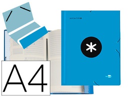 [AW22] CARPETA LIDERPAPEL ANTARTIK CLASIFICADORA A4 12 DEPARTAMENTOS GOMAS CARTON FORRADO COLOR AZUL