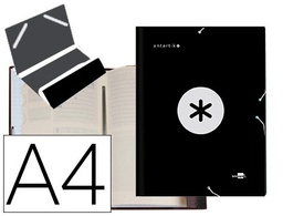 [AW24] CARPETA LIDERPAPEL ANTARTIK CLASIFICADORA A4 12 DEPARTAMENTOS GOMAS CARTON FORRADO COLOR NEGRO