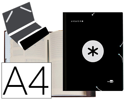 [AW24] CARPETA ANTARTIK CLASIFICADORA A4 12 DEPARTAMENTOS GOMAS CARTON FORRADO COLOR NEGRO