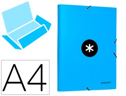[AW12] CARPETA ANTARTIK GOMAS A4 3 SOLAPAS CARTON FORRADO COLOR AZUL