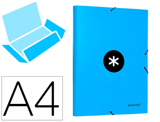 [AW12] CARPETA ANTARTIK GOMAS A4 3 SOLAPAS CARTON FORRADO COLOR AZUL