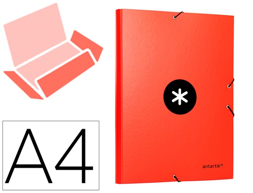 [AW16] CARPETA ANTARTIK GOMAS A4 3 SOLAPAS CARTON FORRADO COLOR ROJA
