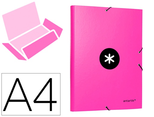 [AW17] CARPETA ANTARTIK GOMAS A4 3 SOLAPAS CARTON FORRADO COLOR ROSA