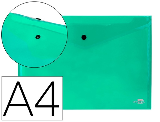 [DS16] CARPETA LIDERPAPEL DOSSIER BROCHE 34043 POLIPROPILENO DIN A4 VERDE TRANSPARENTE 50 HOJAS