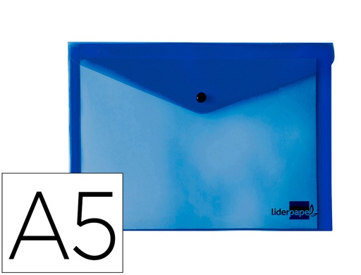 [DS19] CARPETA LIDERPAPEL DOSSIER BROCHE 34352 POLIPROPILENO DIN A5 AZUL TRANSPARENTE