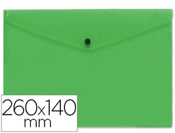 [DS55] CARPETA LIDERPAPEL DOSSIER BROCHE POLIPROPILENO TAMAÑO SOBRE AMERICANO 260X140MM VERDE TRANSLUCIDO