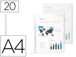 [CJ12] CARPETA LIDERPAPEL ESCAPARATE 47044 20 FUNDAS POLIPROPILENO DIN A4 TRANSPARENTE TRANSLUCIDO
