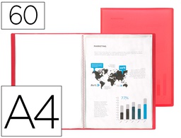 [CJ28] CARPETA LIDERPAPEL ESCAPARATE 47070 60 FUNDAS POLIPROPILENO DIN A4 ROJO TRANSLUCIDO