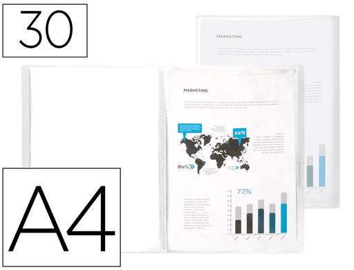 [CJ81] CARPETA LIDERPAPEL ESCAPARATE 47494 30 FUNDAS POLIPROPILENO DIN A4 TRANSPARENTE TRANSLUCIDO