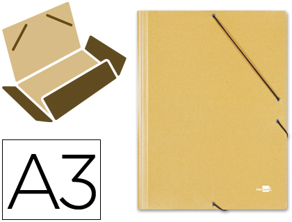 [CG20] CARPETA LIDERPAPEL GOMAS A3 3 SOLAPAS CARTON PRESPAN AMARILLA