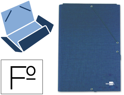 [CS08] CARPETA LIDERPAPEL GOMAS FOLIO 3 SOLAPAS CARTON FORRADO AZUL