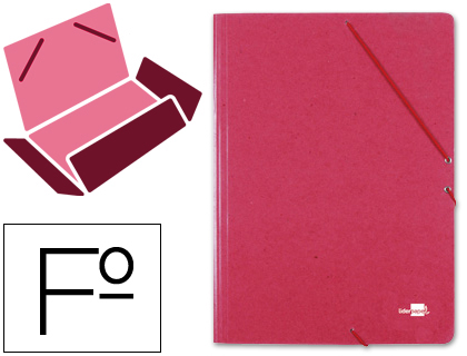 [CG22] CARPETA LIDERPAPEL GOMAS FOLIO 3 SOLAPAS CARTON PRESPAN ROJA
