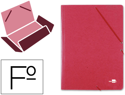 [CG34] CARPETA LIDERPAPEL GOMAS FOLIO 3 SOLAPAS CARTON SIMIL PRESPAN ROJA