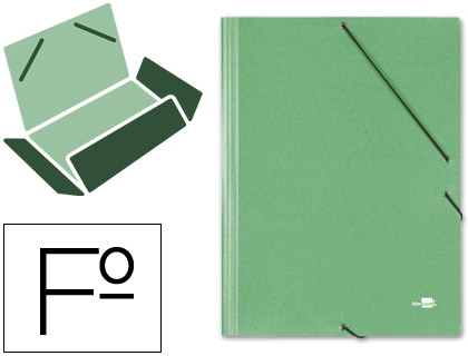 [CG35] CARPETA LIDERPAPEL GOMAS FOLIO 3 SOLAPAS CARTON SIMIL PRESPAN VERDE