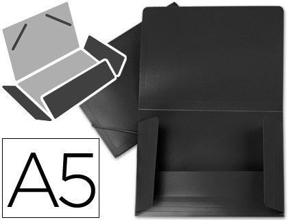 [SS10] CARPETA LIDERPAPEL GOMAS SOLAPAS 34945 POLIPROPILENO DIN A5 NEGRA OPACO