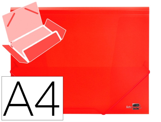 [CG68] CARPETA LIDERPAPEL GOMAS SOLAPAS 34960 POLIPROPILENO DIN A4 ROJO TRANSLUCIDO
