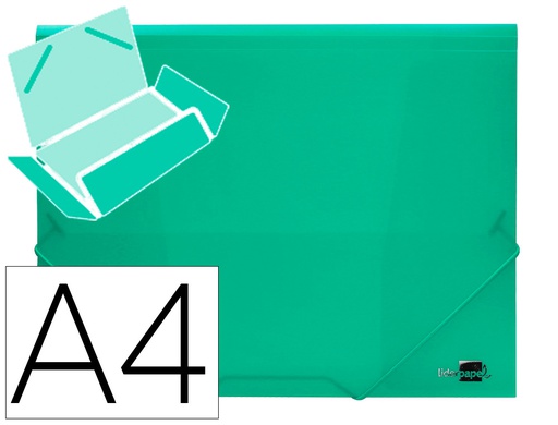 [CG70] CARPETA LIDERPAPEL GOMAS SOLAPAS 34963 POLIPROPILENO DIN A4 VERDE TRANSLUCIDO