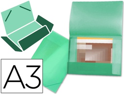 [SS18] CARPETA LIDERPAPEL PORTADOCUMENTOS 44803 SOLAPAS POLIPROPILENO DIN A3 VERDE TRANSLUCIDO LOMO FLEXIBLE