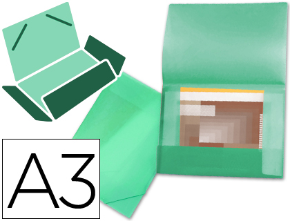 [SS18] CARPETA LIDERPAPEL PORTADOCUMENTOS 44803 SOLAPAS POLIPROPILENO DIN A3 VERDE TRANSLUCIDO LOMO FLEXIBLE
