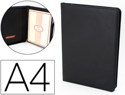 [KF17203] CARPETA PORTAFOLIOS ARTESANIA SIMIL PIEL TAMAÑO DIN A4 COLORNEGRO CON CREMALLERA Y DEPARTAMENTOS 332X262X30 MM