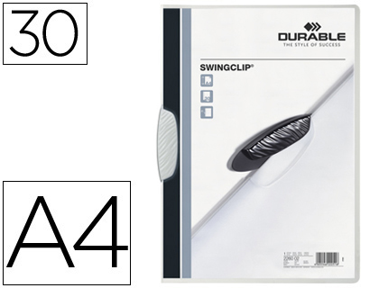[2260-02] CARPETA SWINGCLIP DOSSIER PINZA LATERAL Y GIRATORIA BLANCO DIN A4 CAPACIDAD 30 HOJAS