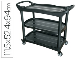 [KF16750] CARRO DE SERVICIO MULTIFUNCIONAL Q-CONNECT 3 ESTANTES PLASTICO 1115X524X940 MM