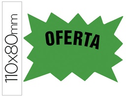 [M-6º-VE] CARTEL CARTULINA ETIQUETAS MARCAPRECIOS VERDE FLUORESCENTE 110X80 MM -BOLSA DE 50 ETIQUETAS