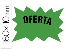 [M-7º-VE] CARTEL CARTULINA ETIQUETAS MARCAPRECIOS VERDE FLUORESCENTE 160X110 MM -BOLSA DE 50 ETIQUETAS