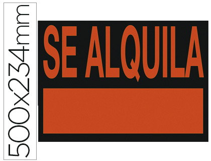 [01C6163NE] CARTEL PLASTICO ARCHIVO 2000 \"SE ALQUILA\" ROJO FLUORESCENTE 500X234 MM
