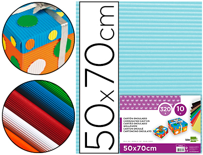[CN11] CARTON ONDULADO LIDERPAPEL 50 X 70CM 320G/M2 CELESTE