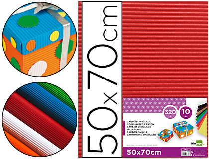 [CN02] CARTON ONDULADO LIDERPAPEL 50 X 70CM 320G/M2 ROJO