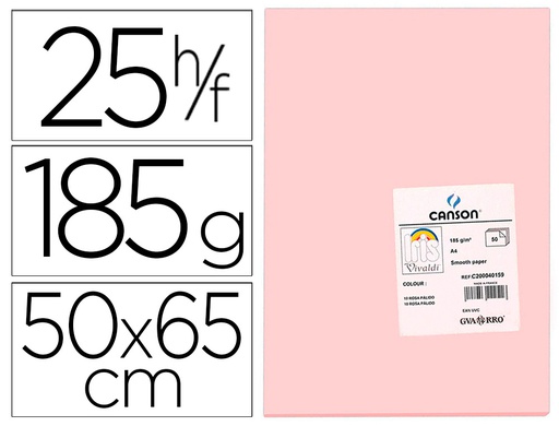 [C200040225] CARTULINA CANSON 50X65 10 ROSA CM 185 GR -UNIDAD-