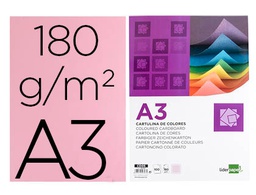 [CD05] CARTULINA LIDERPAPEL A3 180G/M2 ROSA PAQUETE DE 100 HOJAS