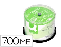 [KF18020] CD-R Q-CONNECT CON SUPERFICIE 100% IMPRIMIBLE PARA INKJET CAPACIDAD 700MB DURACION 80MINVELOCIDAD 52X BOTE DE 50 UNID
