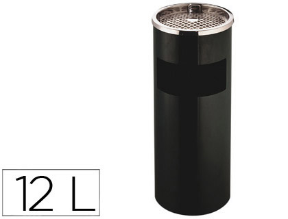 [KF04229] CENICERO PAPELERA METALICO Q-CONNECT CON RECOGECOLILLAS NEGRO 61,5X25 CM