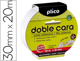 [13320] CINTA ADHESIVA PLICO DOBLE CARA 20 MT X 30 MM