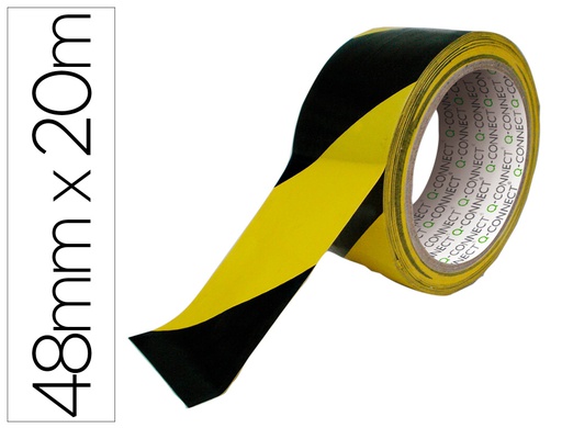 [KF04383] CINTA ADHESIVA Q-CONNECT DE SEGURIDAD AMARILLA Y NEGRA 20 MT X 48 MM