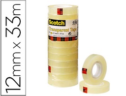 [550/1233 AE] CINTA ADHESIVA SCOTCH TRANSPARENTE 12MMX33 MT PACK DE 12