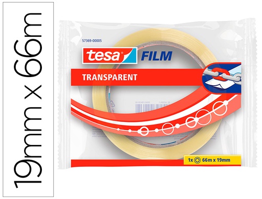 [57369-00005-00] CINTA ADHESIVA TESA TRANSPARENTE 66 MT X 19 MM
