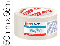 [58570-00000-00] CINTA ADHESIVA TESA TRANSPARENTE BASIC 66 MT X 50 MM PARA EMBALAJE