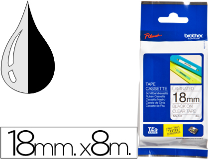 [TZE141] CINTA BROTHER TZE-141 TRANSPARENTE-NEGRO 18MM LONGITUD 8 MT