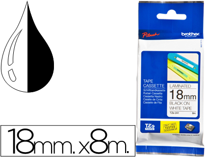 [TZE241] CINTA BROTHER TZE241 BLANCO-NEGRO 18MM LONGITUD 8 MT