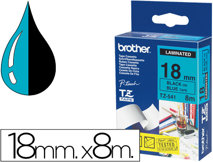 [TZE541] CINTA BROTHER TZE541 AZUL-NEGRO 18MM LONGITUD 8MT