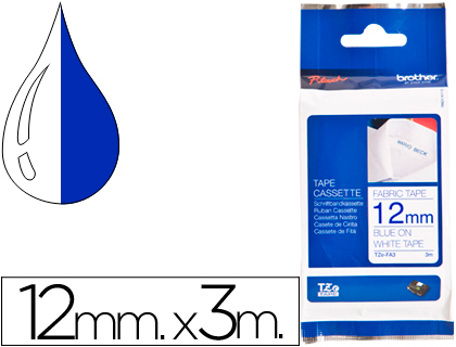 [TZEFA3] CINTA BROTHER TZEFA3 TEXTIL TEXTO AZUL SOBRE FONDO BLANCO 12 MM LONGITUD 3 MT