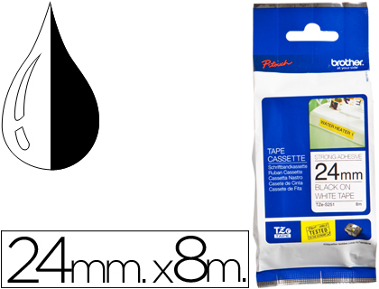 [TZES251] CINTA BROTHER TZES251 BLANCO-NEGRO 24MM LONGITUD 8 MT SUPERADHESIVA