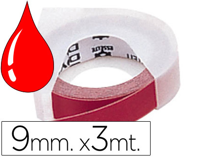 [520102] CINTA DYMO 3D 9MM X 3 MT ROJA TRADICIONAL