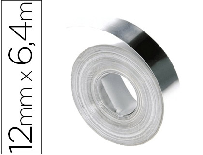 [32500] CINTA DYMO ACERO INOXIDABLE 12MM X 6,40MT SIN ADHESIVO PARA ROTULADORA
